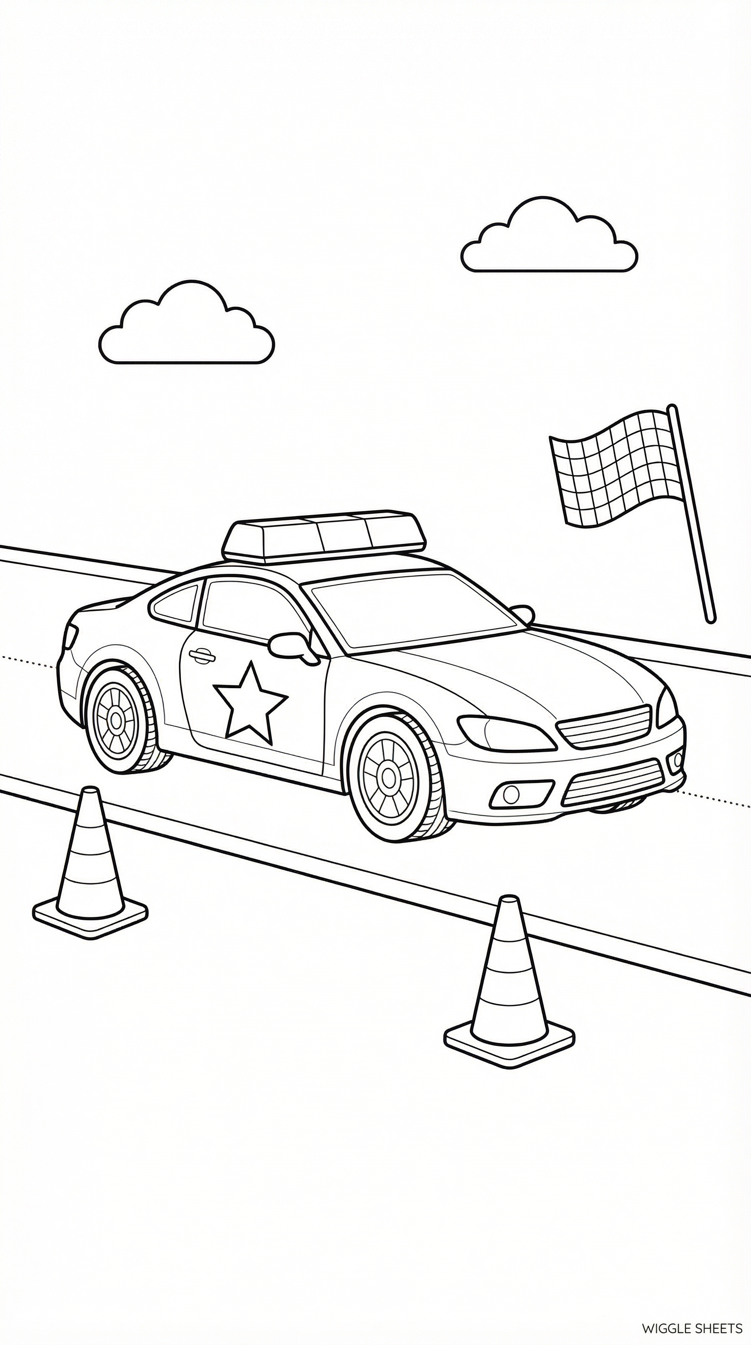 Police Race Car Coloring Page